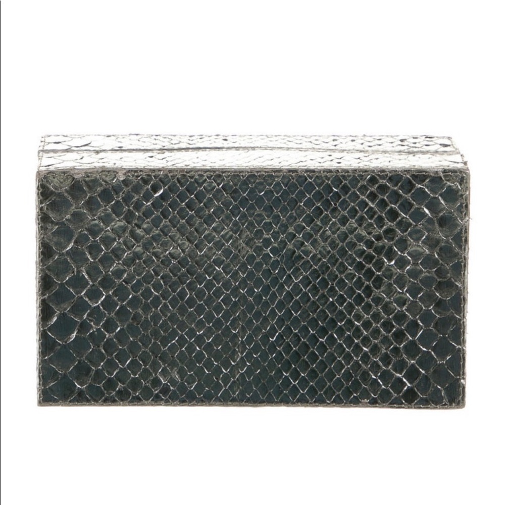 Silver python box evening bag
